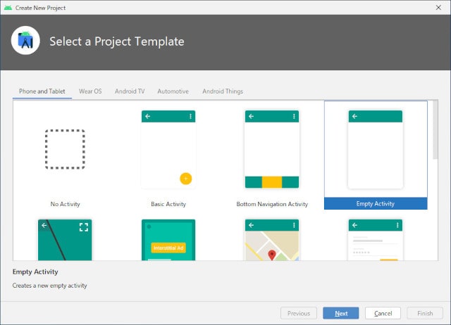 android studioプロジェクト作成
