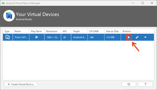 android studioAVD作成