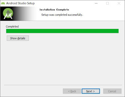 Android Studioのインストールが進行している画面
