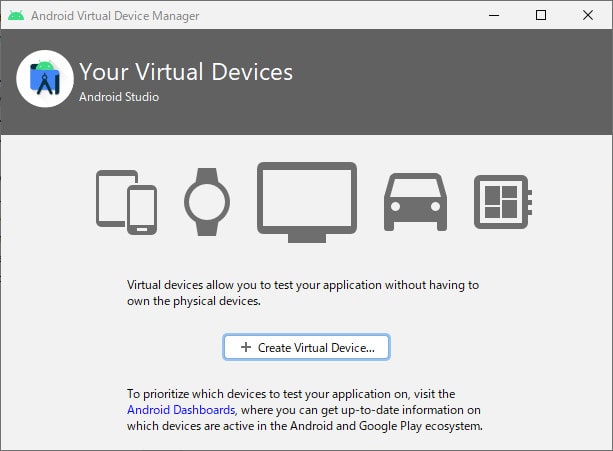 Android StudioのAVD Managerボタン