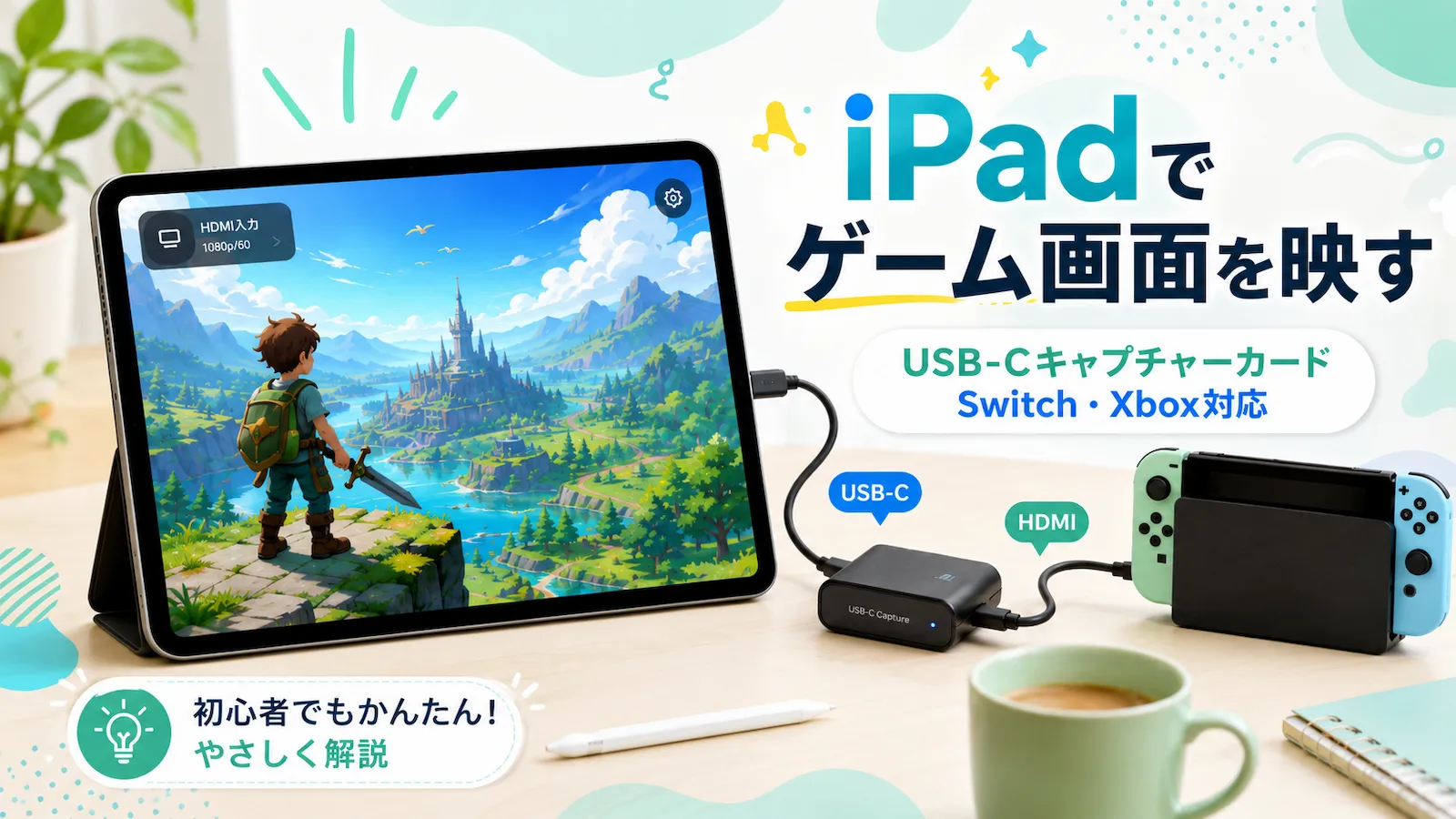 iPadをゲーム用モニターにしているイメージ
