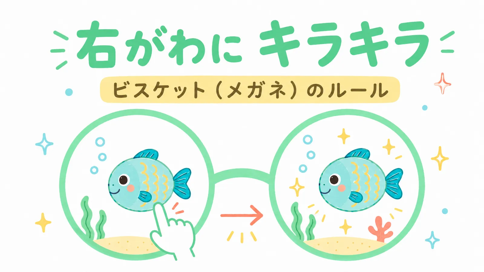 メガネの右側にキラキラを入れる